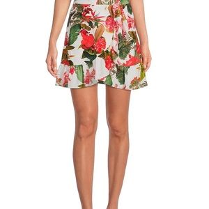 Gianni Bini Paloma Floral Print Ruffle Hem Tie Waist Wrap Skirt- NWT Size 2